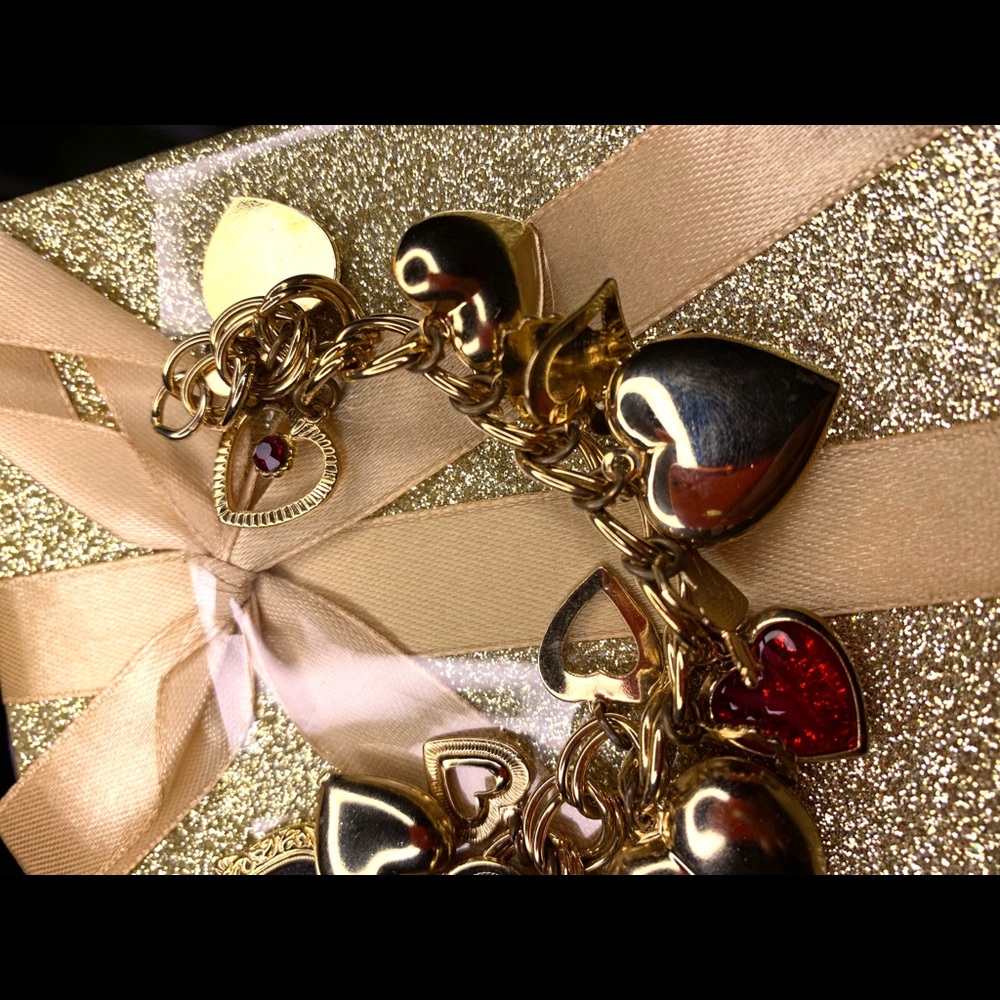 Gold filled picture locket charm bracelet